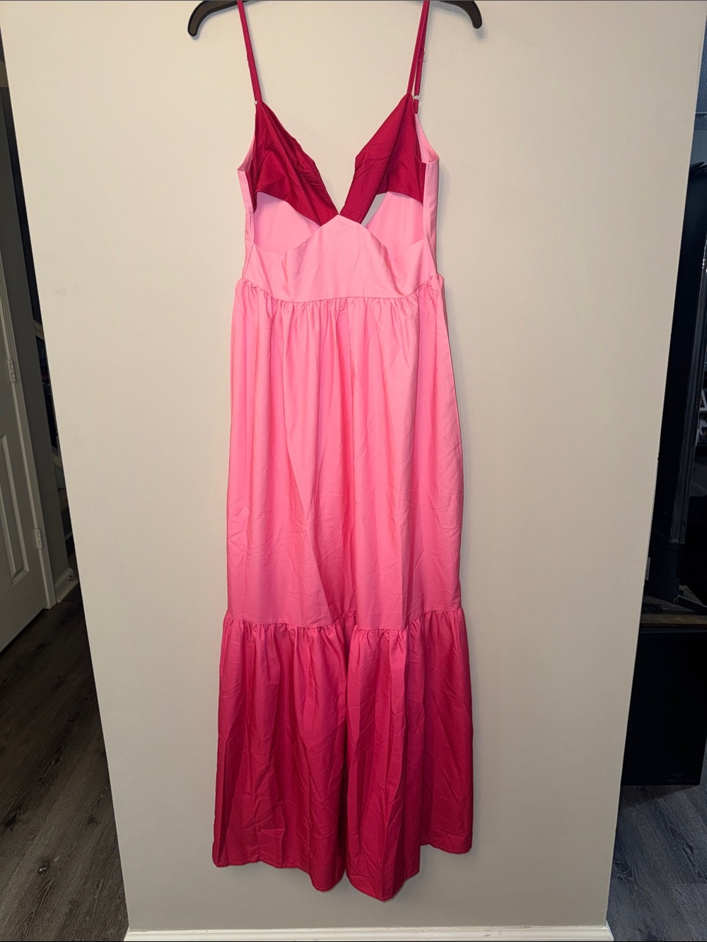 Pink Ombre Maxi Dress with Deep V Bodice